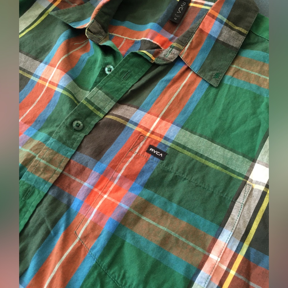 RVCA plaid button up long sleeve shirt